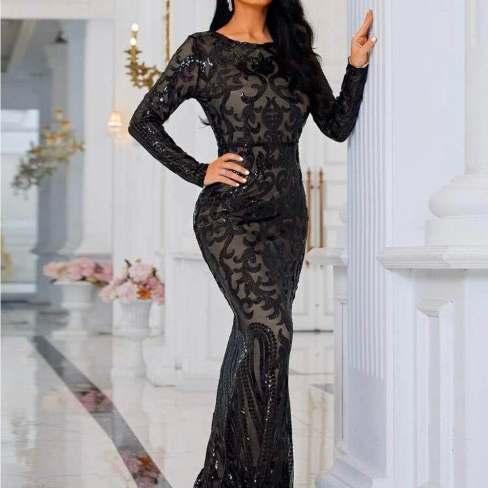 Missord Zip Back Maxi Sequin Bodycon Dress